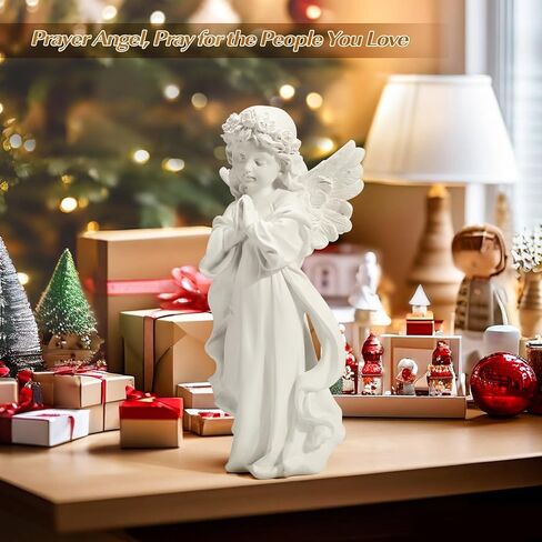 12.4" White Fairy Prayer Angel Statue - Hand-Painted Home Decor, Ideal Outdoor or Indoor Catholic Religious Garden Decoration, Perfect Sympathy Gift for Any Occasion in Saudi Arabia