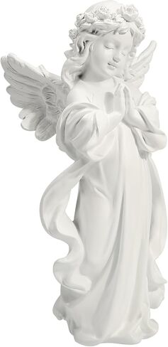 12.4" White Fairy Prayer Angel Statue - Hand-Painted Home Decor, Ideal Outdoor or Indoor Catholic Religious Garden Decoration, Perfect Sympathy Gift for Any Occasion in Saudi Arabia