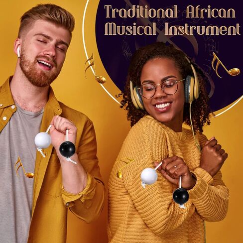 Facmogu 2PCS Aslatuas Rhythmic Ball, African Rhythms Aslatua Shakers, Single Hand Percussion Rhythm Shakers Instruments, Kashaka Music Egg Instrument for Lovers Beginners Weddings Parties - Yellow in Saudi Arabia