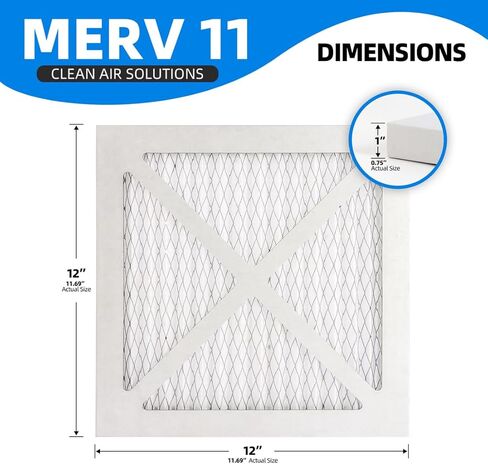 (6 عبوات) 12 × 12 × 1 مرشحات هواء للفرن، MPR 1200 & FPR 7، مرشح هواء مطوي MERV 11 (الحجم الفعلي: 11.69 بوصة × 11.69 بوصة × 0.75 بوصة) in Kuwait
