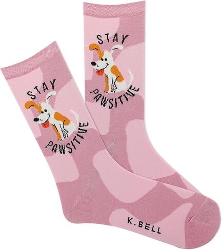 K. Bell Women's Fun Dog Lovers Crew Socks-1 Pairs-Cool & Cute Wordplay Novelty Gifts in Saudi Arabia