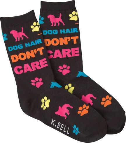 K. Bell Women's Fun Dog Lovers Crew Socks-1 Pairs-Cool & Cute Wordplay Novelty Gifts in Saudi Arabia