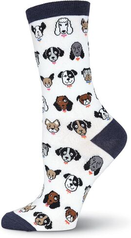 K. Bell Women's Fun Dog Lovers Crew Socks-1 Pairs-Cool & Cute Wordplay Novelty Gifts in Saudi Arabia