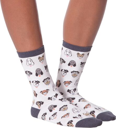 K. Bell Women's Fun Dog Lovers Crew Socks-1 Pairs-Cool & Cute Wordplay Novelty Gifts in Saudi Arabia