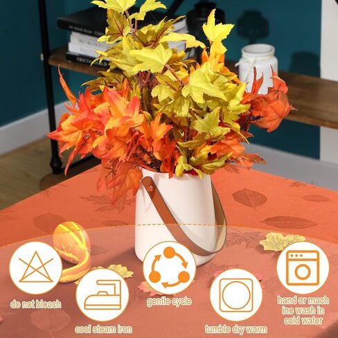Preboun 2 Pcs Rectangle Fall Tablecloth Thanksgiving Tablecloth Maple Leaf Parties Table Cover Fall Thanksgiving Rectangle Tablecloth Rectangular Leaves Fabric Table Cloth, Rust (60 x 120 Inch) in Saudi Arabia