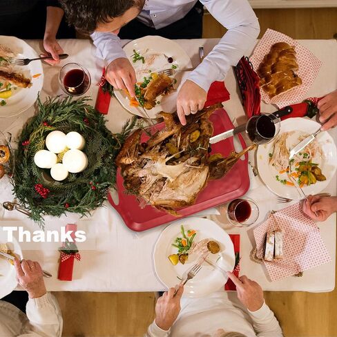 صينية تقديم كبيرة جدًا بمقابض، 20 × 13 بوصة، مجموعة من طبقين من الميلامين لتقديم الطعام، الديك الرومي، البسكويت، صواني مستطيلة لتناول الطعام، نقاط مرتفعة بلمسة نهائية غير لامعة، آمنة للاستخدام في غسالة الأطباق، بيضاء in Kuwait