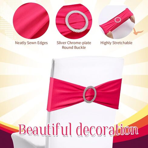 Newwiee 108 Pcs Assorted Color Spandex Chair Sashes and Satin Table Runners Mexican Stretch Chair Sashes Bands with Buckle for Wedding Fiesta Party Banquet Mardi Gras Decorations (Multicolor) in Saudi Arabia