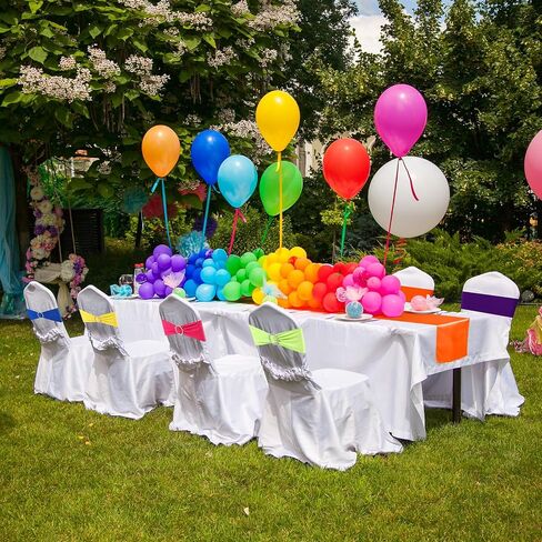 Newwiee 108 Pcs Assorted Color Spandex Chair Sashes and Satin Table Runners Mexican Stretch Chair Sashes Bands with Buckle for Wedding Fiesta Party Banquet Mardi Gras Decorations (Multicolor) in Saudi Arabia