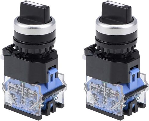 uxcell Rotary Selector Switch 3 Positions 2NO Self-Lock Latching AC 660V 10A 22mm Panel Mount (Set of 2) in Saudi Arabia
