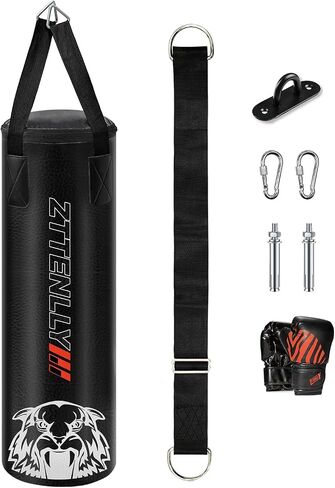Kids Punching Bag with Gloves - PU Leather & Adjustable Height Strap - Boxing Bag Set for 3-8-14 Years Kids/Youth Great for Boxing, MMA, Kickboxing in Kuwait