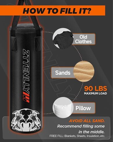Kids Punching Bag with Gloves - PU Leather & Adjustable Height Strap - Boxing Bag Set for 3-8-14 Years Kids/Youth Great for Boxing, MMA, Kickboxing in Kuwait