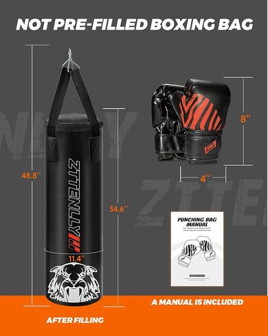 Kids Punching Bag with Gloves - PU Leather & Adjustable Height Strap - Boxing Bag Set for 3-8-14 Years Kids/Youth Great for Boxing, MMA, Kickboxing in Kuwait