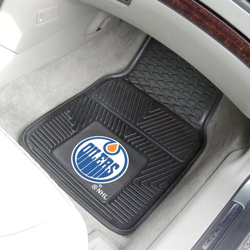FANMATS 12396 NHL Edmonton Oilers Back Row Utility Car Mats - 2 Piece Set, 14in. x 17in., All Weather Protection, Universal Fit, Deep Resevoir Design, Molded Team Logo in Saudi Arabia