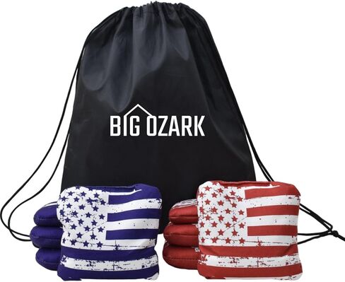 Competition Cornhole Bags Set of 8, Regulation Professional Weight Corn Hole Bean Bags for Tournament Play, Dual Sided Stick & Slick with Waterproof Pellets & Drawstring Bag, Red & Blue in Saudi Arabia