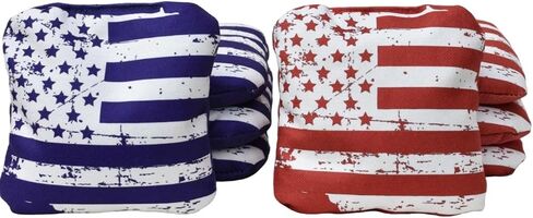 Competition Cornhole Bags Set of 8, Regulation Professional Weight Corn Hole Bean Bags for Tournament Play, Dual Sided Stick & Slick with Waterproof Pellets & Drawstring Bag, Red & Blue in Saudi Arabia