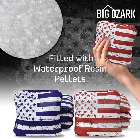 Competition Cornhole Bags Set of 8, Regulation Professional Weight Corn Hole Bean Bags for Tournament Play, Dual Sided Stick & Slick with Waterproof Pellets & Drawstring Bag, Red & Blue in Saudi Arabia