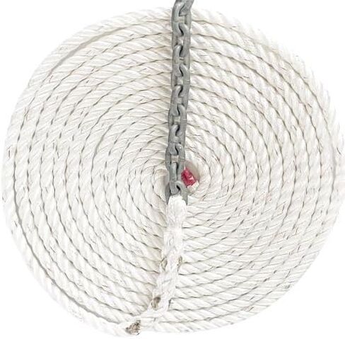 Windlass Anchor Rode 5/8" 3 Strand Nylon Sliced 15' of 5/16" G4 HT Galvanized Chain in Saudi Arabia