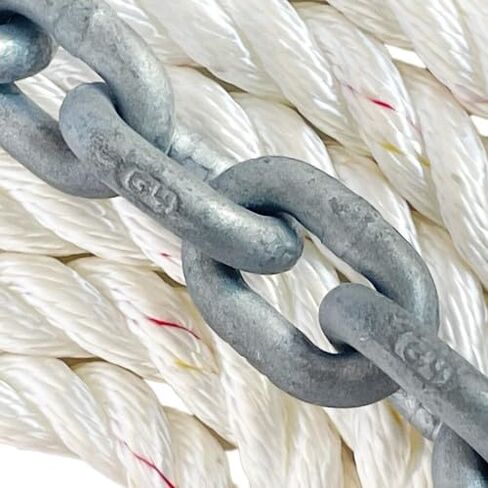Windlass Anchor Rode 5/8" 3 Strand Nylon Sliced 15' of 5/16" G4 HT Galvanized Chain in Saudi Arabia