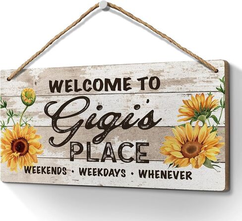 Heuhuww Nana Gifts for Grandma,Welcome to Nana's Place Sign 6x12 Inch Retro Sunflower Front Door Porch Decor for Grandma,Farmhouse Wall Decorations Hanging Signs(Sunflower-Yellow) in Saudi Arabia