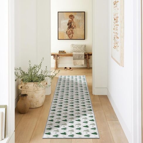 Artoid Mode Xmas Tree Snowflakes Christmas Area Rug, Winter Home Decor Low-Profile Washable Area Rugs for Entryway Bedroom Living Room Laundry Room Indoor 5x7 Feet in Saudi Arabia