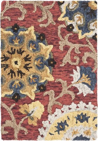 SAFAVIEH Blossom Collection 2' x 3' Red / Multi BLM401C Handmade Premium Wool Accent Rug in Saudi Arabia
