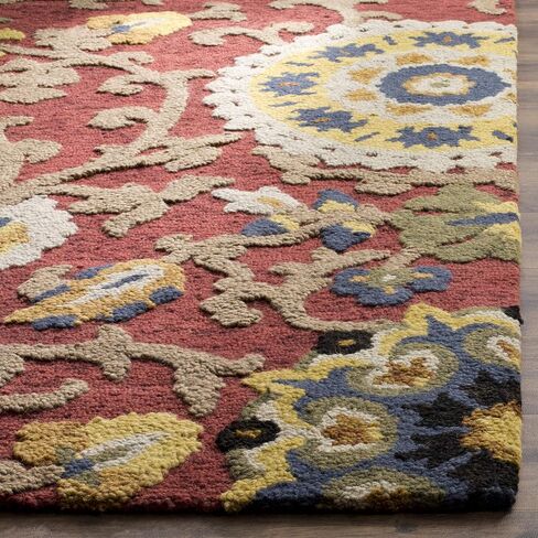 SAFAVIEH Blossom Collection 2' x 3' Red / Multi BLM401C Handmade Premium Wool Accent Rug in Saudi Arabia