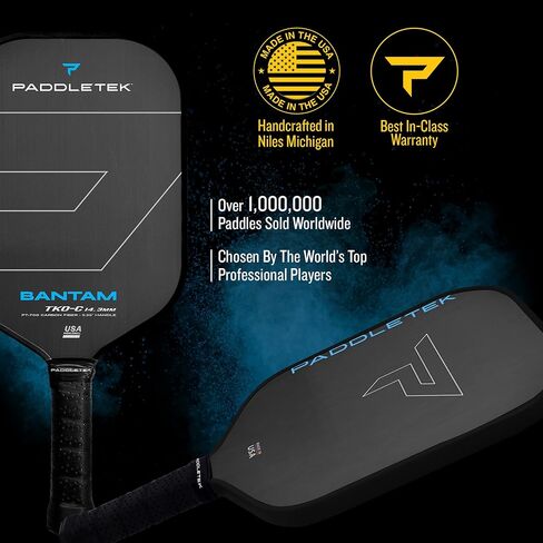 Paddletek Bantam TKO-C 14.3mm Pickleball Paddles with Polymer Honeycomb Core - Unidirectional Carbon Fiber – Torsional Weighting & High Tack Performance Grip - USAPA Approved - 5.25 Inch Handle in Saudi Arabia