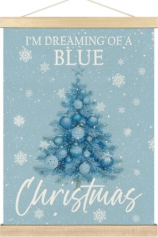 BCUANGD Christmas Pink Wall Art - Pink Christmas Tree Winter Wall Decor Poster Hanger with Wood Frames, Holiday Xmas Snow Snowflakes Wall Hanging Canvas Decor for Home Girls Room, 12x16 Inches in Saudi Arabia
