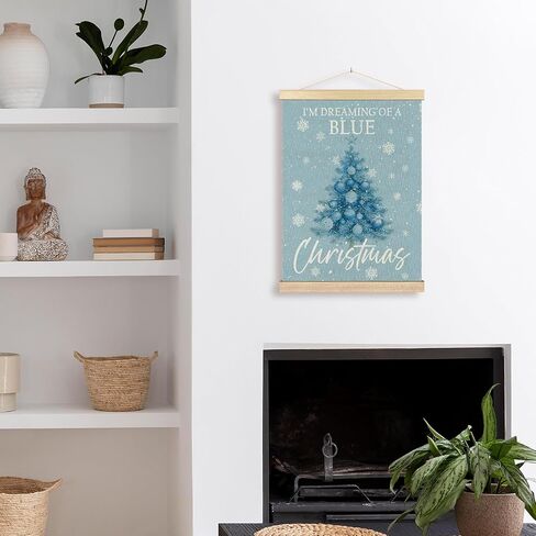 BCUANGD Christmas Pink Wall Art - Pink Christmas Tree Winter Wall Decor Poster Hanger with Wood Frames, Holiday Xmas Snow Snowflakes Wall Hanging Canvas Decor for Home Girls Room, 12x16 Inches in Saudi Arabia