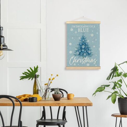 BCUANGD Christmas Pink Wall Art - Pink Christmas Tree Winter Wall Decor Poster Hanger with Wood Frames, Holiday Xmas Snow Snowflakes Wall Hanging Canvas Decor for Home Girls Room, 12x16 Inches in Saudi Arabia