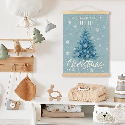 BCUANGD Christmas Pink Wall Art - Pink Christmas Tree Winter Wall Decor Poster Hanger with Wood Frames, Holiday Xmas Snow Snowflakes Wall Hanging Canvas Decor for Home Girls Room, 12x16 Inches in Saudi Arabia