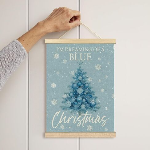BCUANGD Christmas Pink Wall Art - Pink Christmas Tree Winter Wall Decor Poster Hanger with Wood Frames, Holiday Xmas Snow Snowflakes Wall Hanging Canvas Decor for Home Girls Room, 12x16 Inches in Saudi Arabia