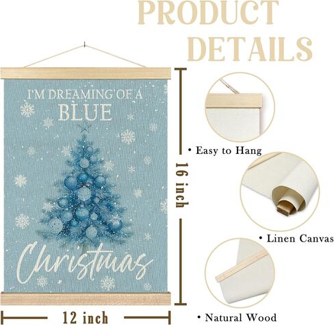 BCUANGD Christmas Pink Wall Art - Pink Christmas Tree Winter Wall Decor Poster Hanger with Wood Frames, Holiday Xmas Snow Snowflakes Wall Hanging Canvas Decor for Home Girls Room, 12x16 Inches in Saudi Arabia