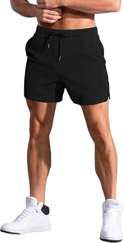 OYOANGLE Men's Drawstring Elastic Waist Casual Athletic Workout Track Shorts with Pocket in Saudi Arabia