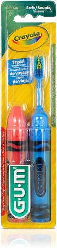 GUM Crayola Kids' Travel Toothbrush, Antibacterial Bristles, Soft, Ages 4+, 2ct (6pk) in Saudi Arabia