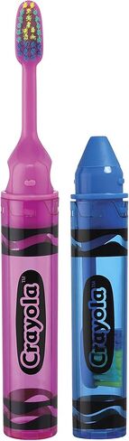 فرشاة أسنان GUM Crayola للأطفال للسفر، شعيرات مضادة للبكتيريا، ناعمة، للأعمار من 4 سنوات فما فوق، 2 قيراط (6 قطع) in Kuwait