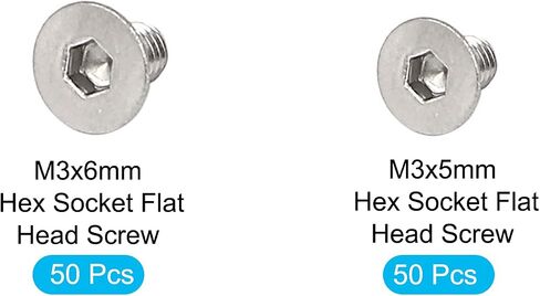 uxcell M3x3mm Hex Socket Flat Head Countersunk Bolts Screw 50pcs and M3 x 6mm Phillips Flat Head Countersunk Bolts Screws 50pcs in Saudi Arabia