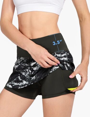 BALEAF Women's Tennis Skirts High Waisted Athletic Skort Skirts Golf Running Skirts with Zipper Pocket Printed 3 L in Saudi Arabia