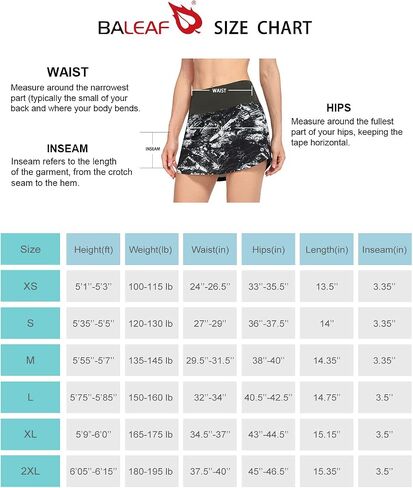 BALEAF Women's Tennis Skirts High Waisted Athletic Skort Skirts Golf Running Skirts with Zipper Pocket Printed 3 L in Saudi Arabia