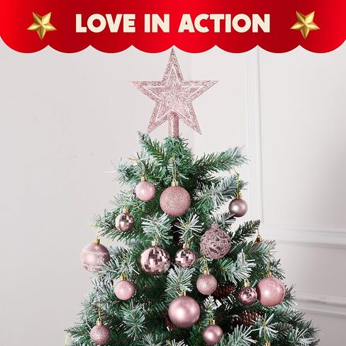 JOIEDOMI 86 Pcs Assorted Rose Gold Christmas Ball Ornaments Set, Multi-Sized Christmas Tree Ornaments, Xmas Shatterproof Hanging Decorations for Tree, Banister, Holiday Wreath Garland, Party Supplies in Saudi Arabia