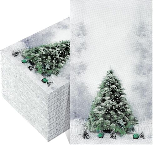 Cholemy 200 Pcs Christmas Guest Napkins Christmas Disposable Paper Napkins 2 Ply Christmas Tree Christmas Ball Black Santa Claus Design Hand Napkins for Kitchen Bathroom(Snowflake) in Saudi Arabia