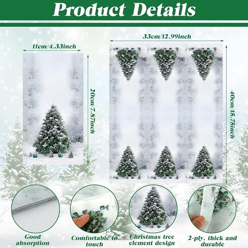 Cholemy 200 Pcs Christmas Guest Napkins Christmas Disposable Paper Napkins 2 Ply Christmas Tree Christmas Ball Black Santa Claus Design Hand Napkins for Kitchen Bathroom(Snowflake) in Saudi Arabia