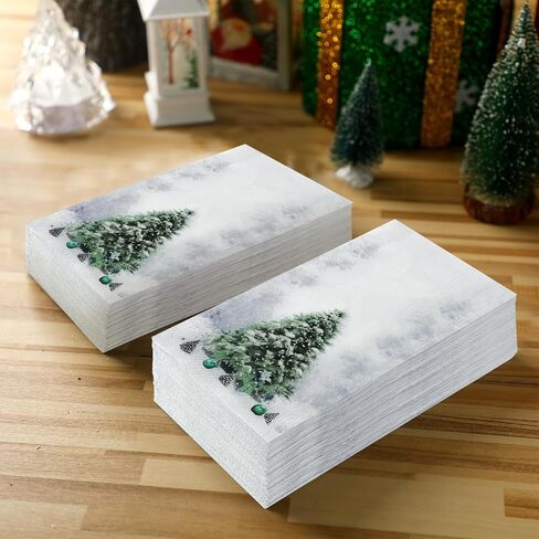 Cholemy 200 Pcs Christmas Guest Napkins Christmas Disposable Paper Napkins 2 Ply Christmas Tree Christmas Ball Black Santa Claus Design Hand Napkins for Kitchen Bathroom(Snowflake) in Saudi Arabia