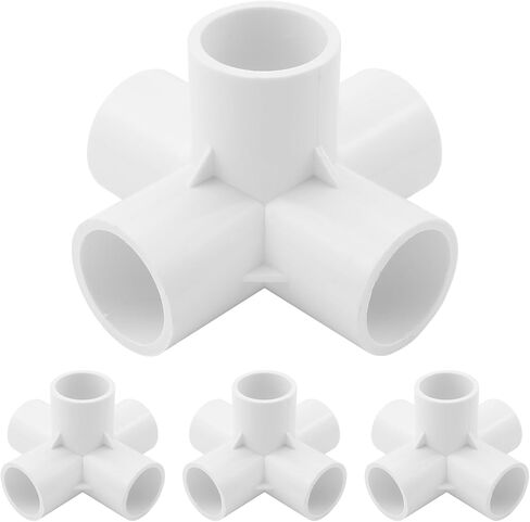 4 قطع من تركيبات الأنابيب البلاستيكية مقاس 1/2 بوصة، موصلات الأنابيب البلاستيكية ذات 5 اتجاهات، تركيبات زاوية PVC SCH40 للكوع PVC لموصلات خيمة هيكل PVC بإطار الدفيئة (5 طرق، 1/2 بوصة) in Kuwait