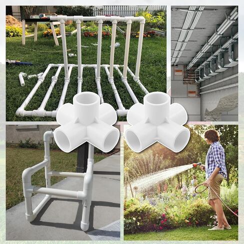 4 قطع من تركيبات الأنابيب البلاستيكية مقاس 1/2 بوصة، موصلات الأنابيب البلاستيكية ذات 5 اتجاهات، تركيبات زاوية PVC SCH40 للكوع PVC لموصلات خيمة هيكل PVC بإطار الدفيئة (5 طرق، 1/2 بوصة) in Kuwait