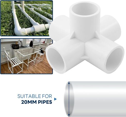 4 قطع من تركيبات الأنابيب البلاستيكية مقاس 1/2 بوصة، موصلات الأنابيب البلاستيكية ذات 5 اتجاهات، تركيبات زاوية PVC SCH40 للكوع PVC لموصلات خيمة هيكل PVC بإطار الدفيئة (5 طرق، 1/2 بوصة) in Kuwait