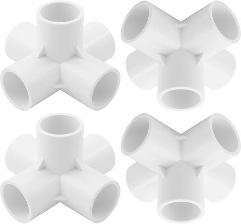 4 قطع من تركيبات الأنابيب البلاستيكية مقاس 1/2 بوصة، موصلات الأنابيب البلاستيكية ذات 5 اتجاهات، تركيبات زاوية PVC SCH40 للكوع PVC لموصلات خيمة هيكل PVC بإطار الدفيئة (5 طرق، 1/2 بوصة) in Kuwait