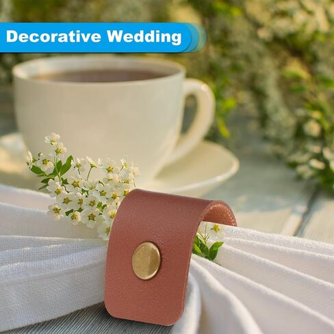 PATIKIL Napkin Rings, 12 Pcs Leather Napkin Rings Rustic Holder for Table Decor Thanksgiving Farmhouse Wedding Fall Banquets Dinner Party Ornaments Classic, Brown in Saudi Arabia