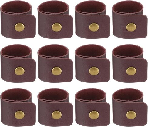 PATIKIL Napkin Rings, 12 Pcs Leather Napkin Rings Rustic Holder for Table Decor Thanksgiving Farmhouse Wedding Fall Banquets Dinner Party Ornaments Classic, Brown in Saudi Arabia