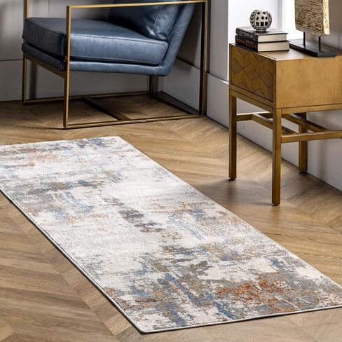 nuLOOM Cleo Modern Abstract Runner Rug, 2' 8" x 8', Light Gray in Saudi Arabia